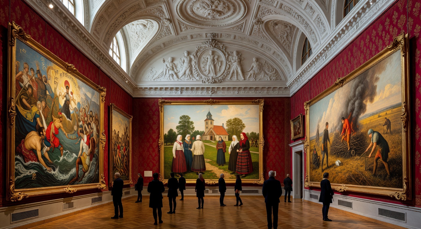 Ateneum Art Museum Helsinki grand interior gallery with classical Finnish paintings and ornate architecture